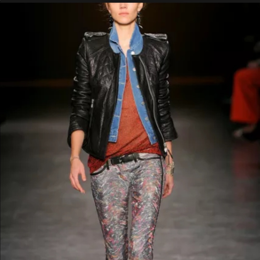 Black ISABEL MARANT Quilted KENI Moto Biker Lambskin Leather Jacket IM Size 1